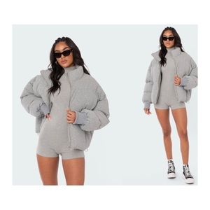 Edikted Gray Jersey Puffer